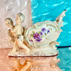 Ceramic Cherub and Violet Chariot Planter