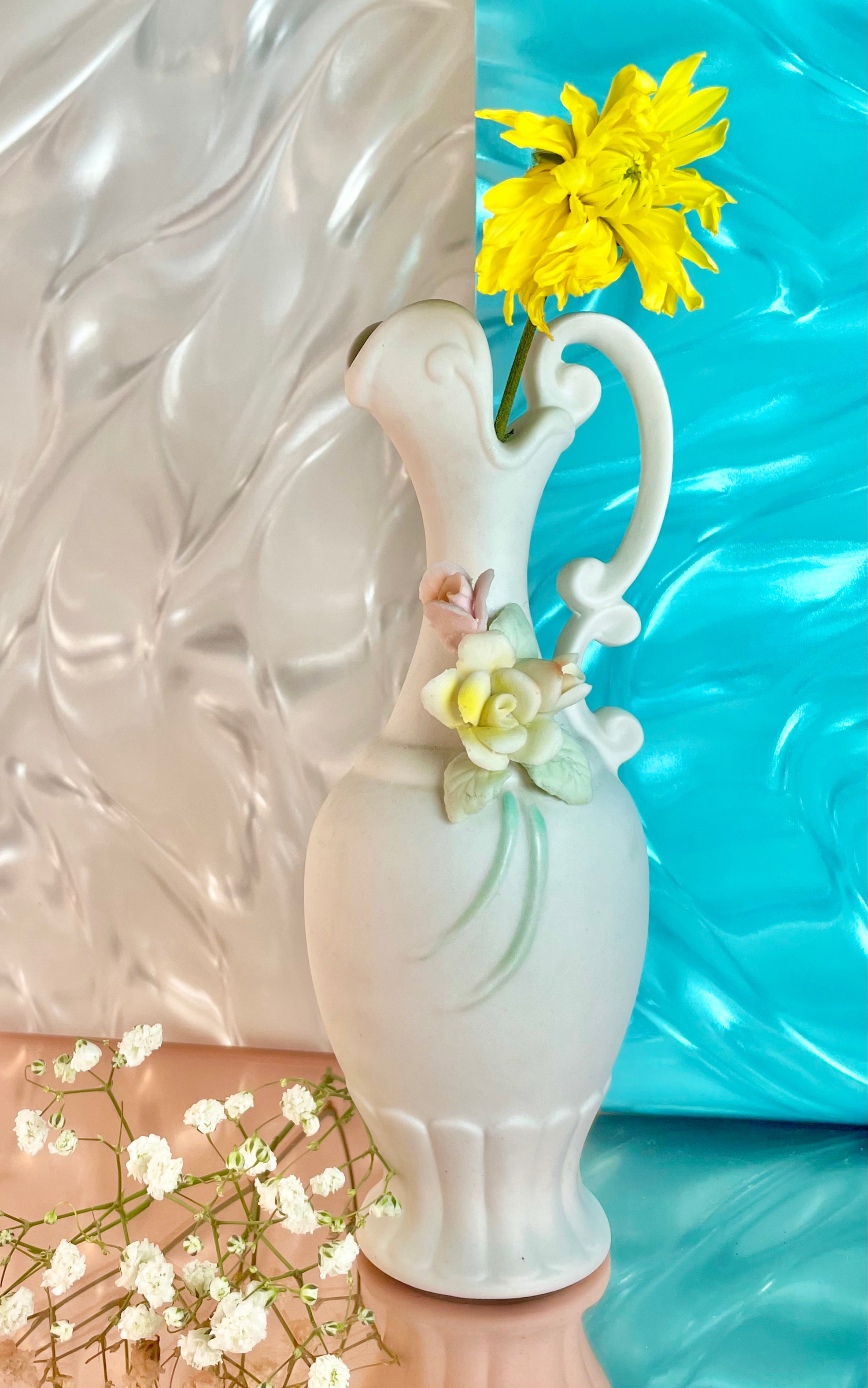 Porcelain Rose Pitcher Bud Vase