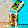 Psychedelic Purple and Lime Green Whiskey Glasses