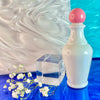 Milk Glass Perfume Bottle With Pink Cap