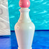 Milk Glass Perfume Bottle With Pink Cap