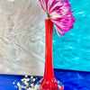 Hand-Blown Glass Red Daisy Bud Vase