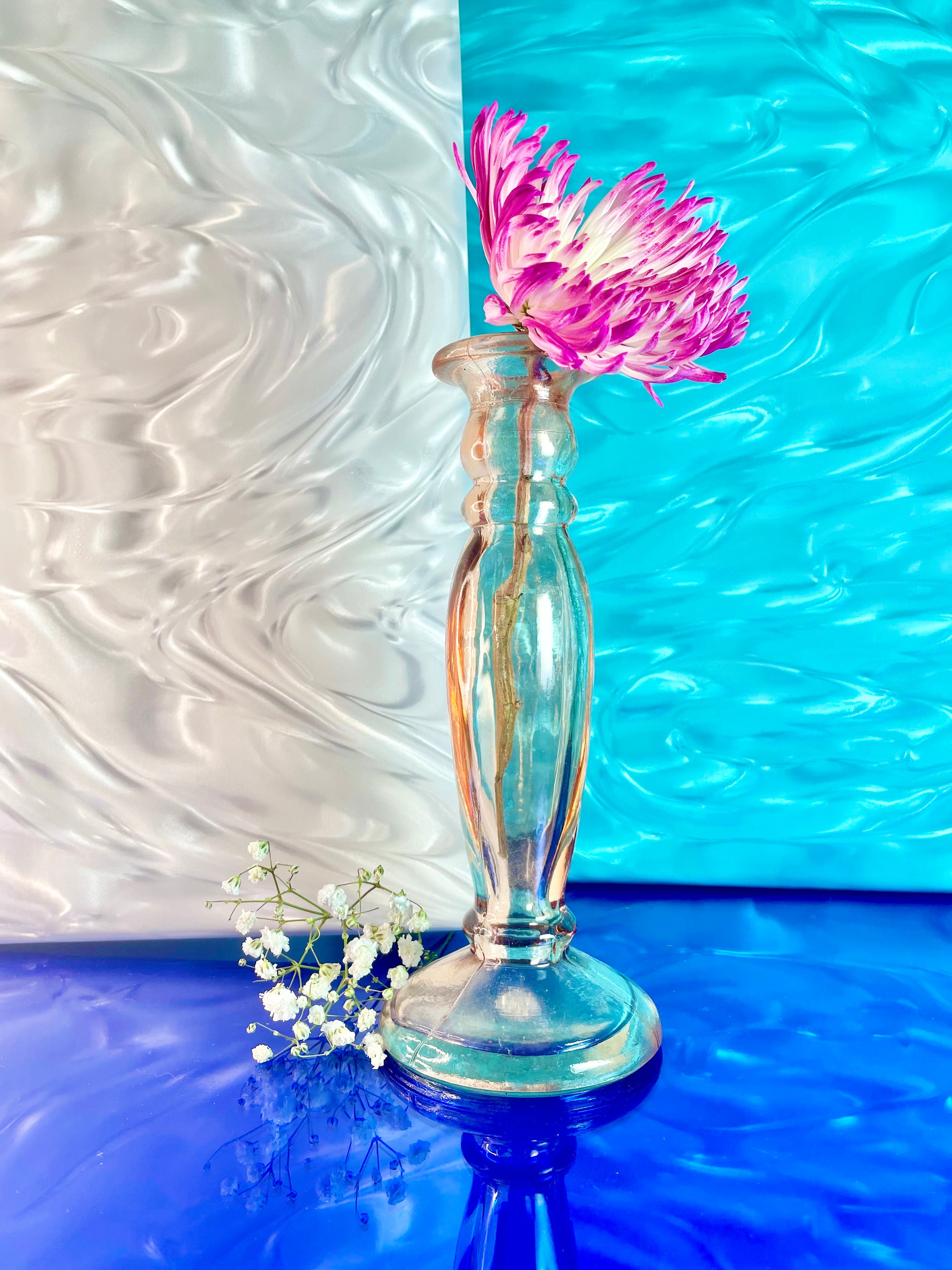 Clear Peach Glass Bud Vase