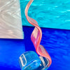 Hand-Blown Blue and Red Glass Spiral