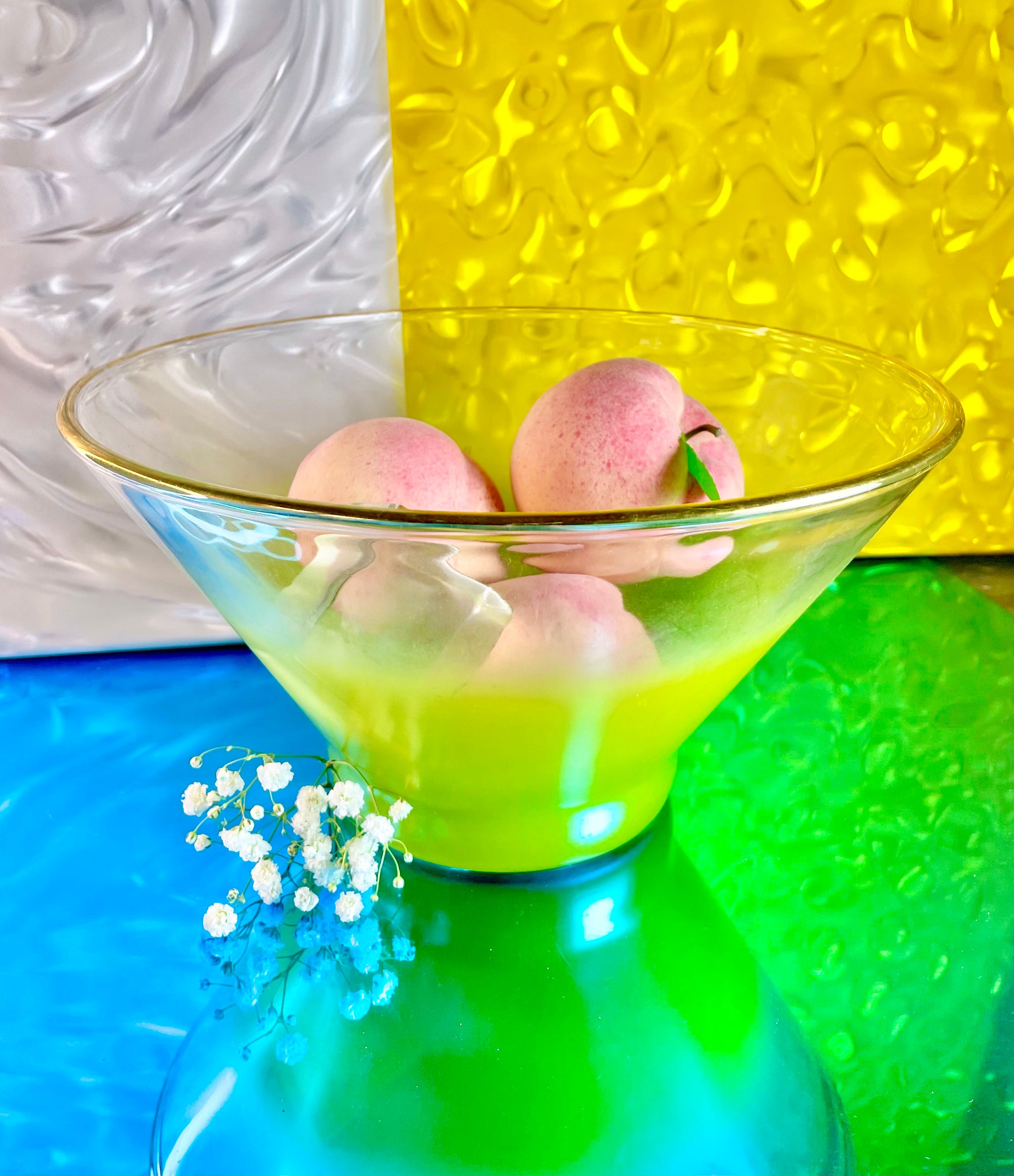 Lime Green Gradient Glass Punch Bowl