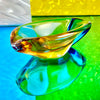 Hand-Blown Orange and Blue Glass Dish