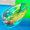 Hand-Blown Orange and Blue Glass Dish