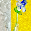 Hand-Blown Blue and White Glass Flower