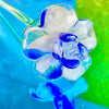 Hand-Blown Blue and White Glass Flower