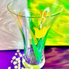 Hand-Painted Yellow Tulip Glass Trumpet Vase