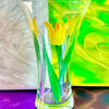 Hand-Painted Yellow Tulip Glass Trumpet Vase