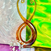 Hand-Blown Gold and Orange Glass Abstract Flame Sculpture