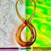 Hand-Blown Gold and Orange Glass Abstract Flame Sculpture