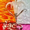 Silver and Frosted Glass Lily Candle Holder