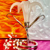 Silver and Frosted Glass Lily Candle Holder