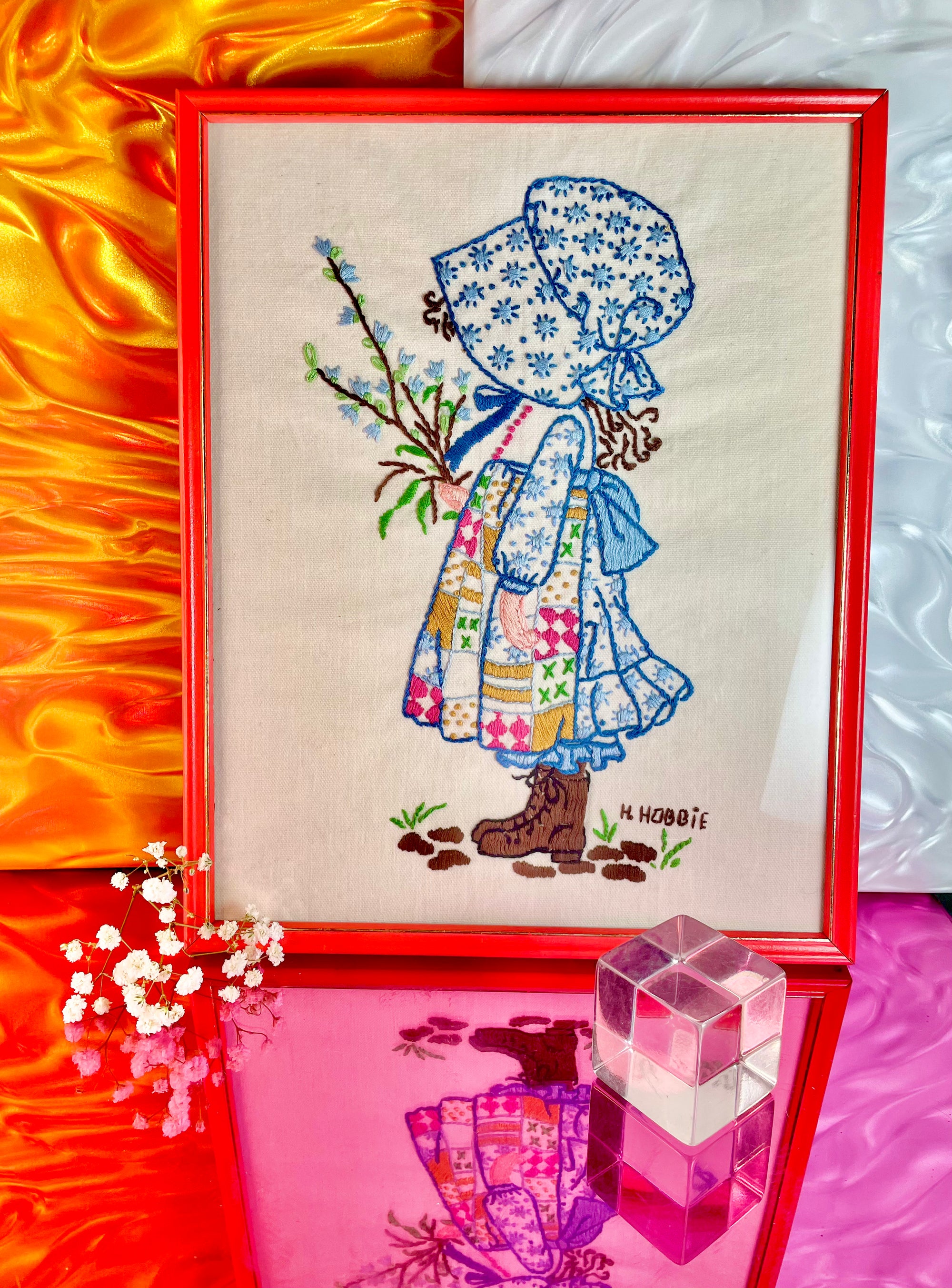 Bonet and Boots Girl Needle Point