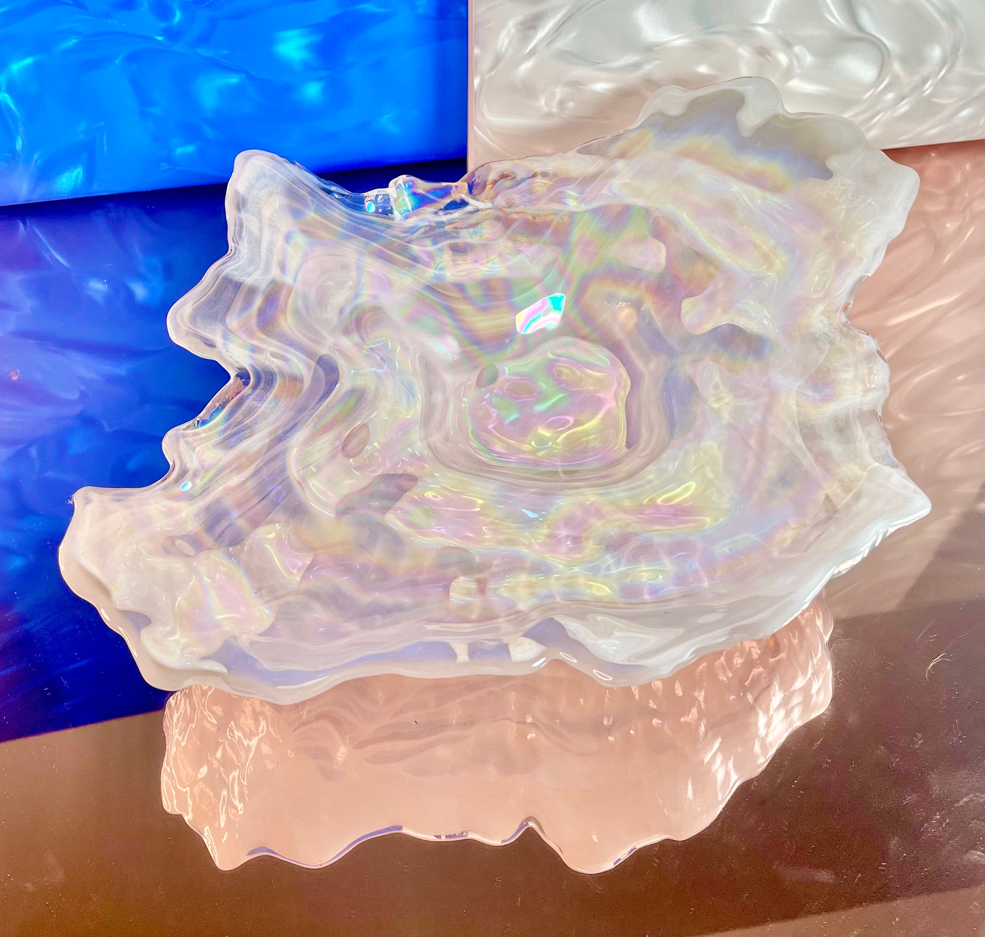 Iridescent Smokey Glass Shell Tray