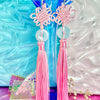 Pink and Jade Knot Tassel Earrings