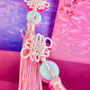 Pink and Jade Knot Tassel Earrings