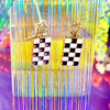 Gold Plated Checkered Earrings (Multiple Colors)