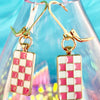 Gold Plated Checkered Earrings (Multiple Colors)