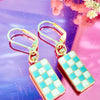 Gold Plated Checkered Earrings (Multiple Colors)