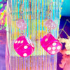 Hot Pink Dice Earrings