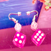 Hot Pink Dice Earrings