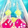 Hot Pink Dice Earrings