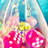 Hot Pink Dice Earrings