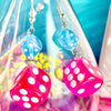 Hot Pink Dice Earrings