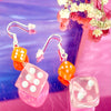 Sugar Pink Dice Earrings