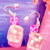 Sugar Pink Dice Earrings