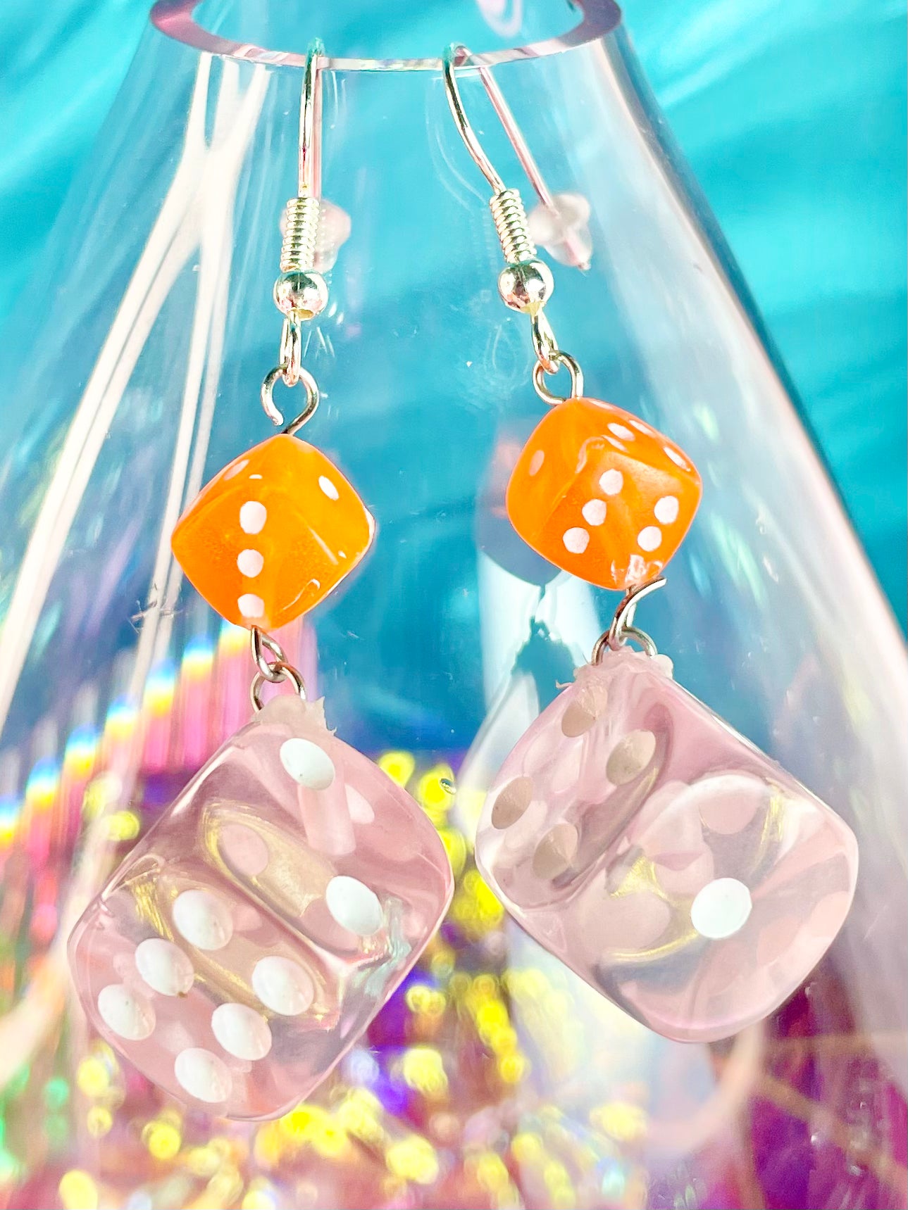 Sugar Pink Dice Earrings