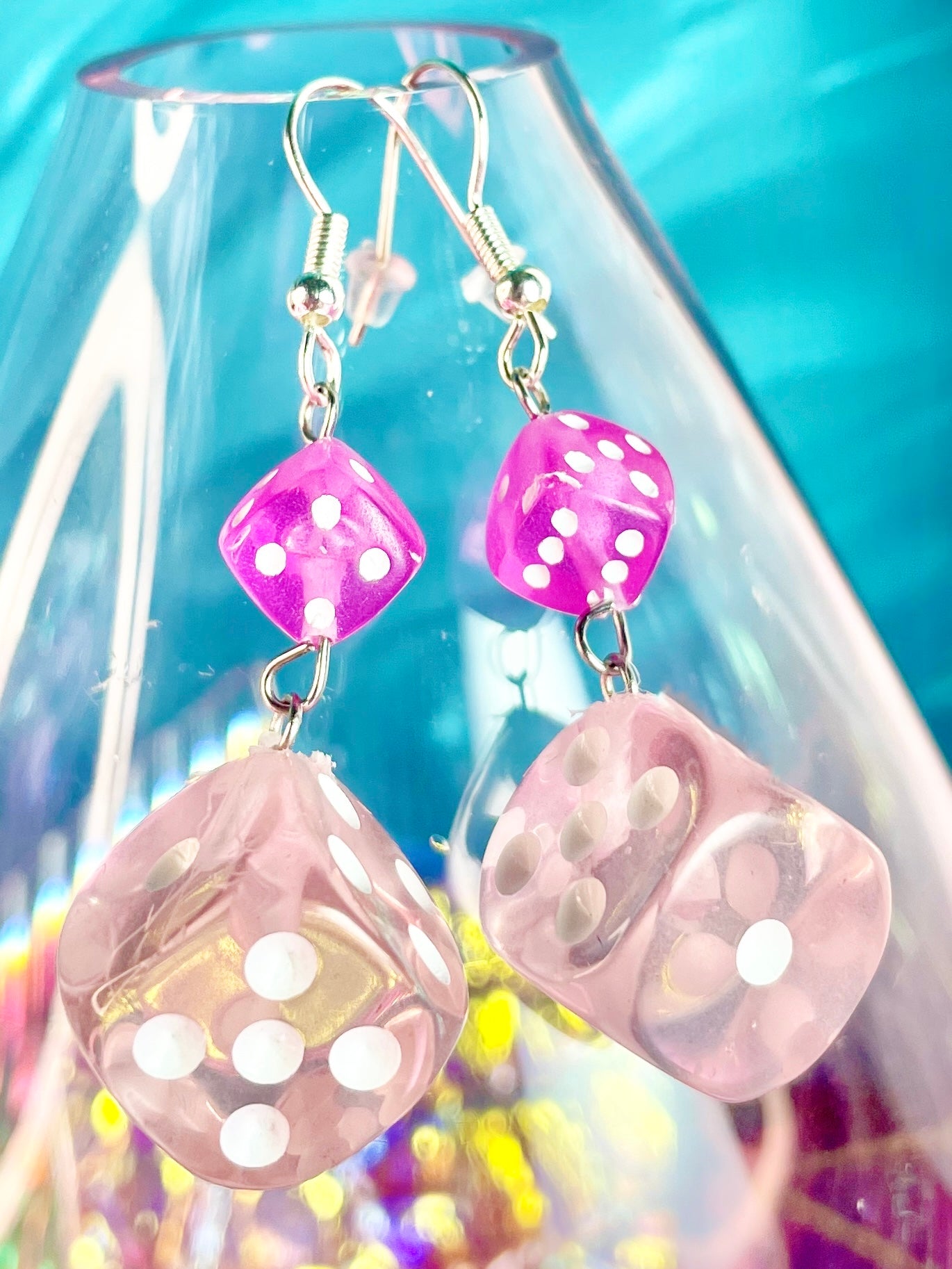 Sugar Pink Dice Earrings