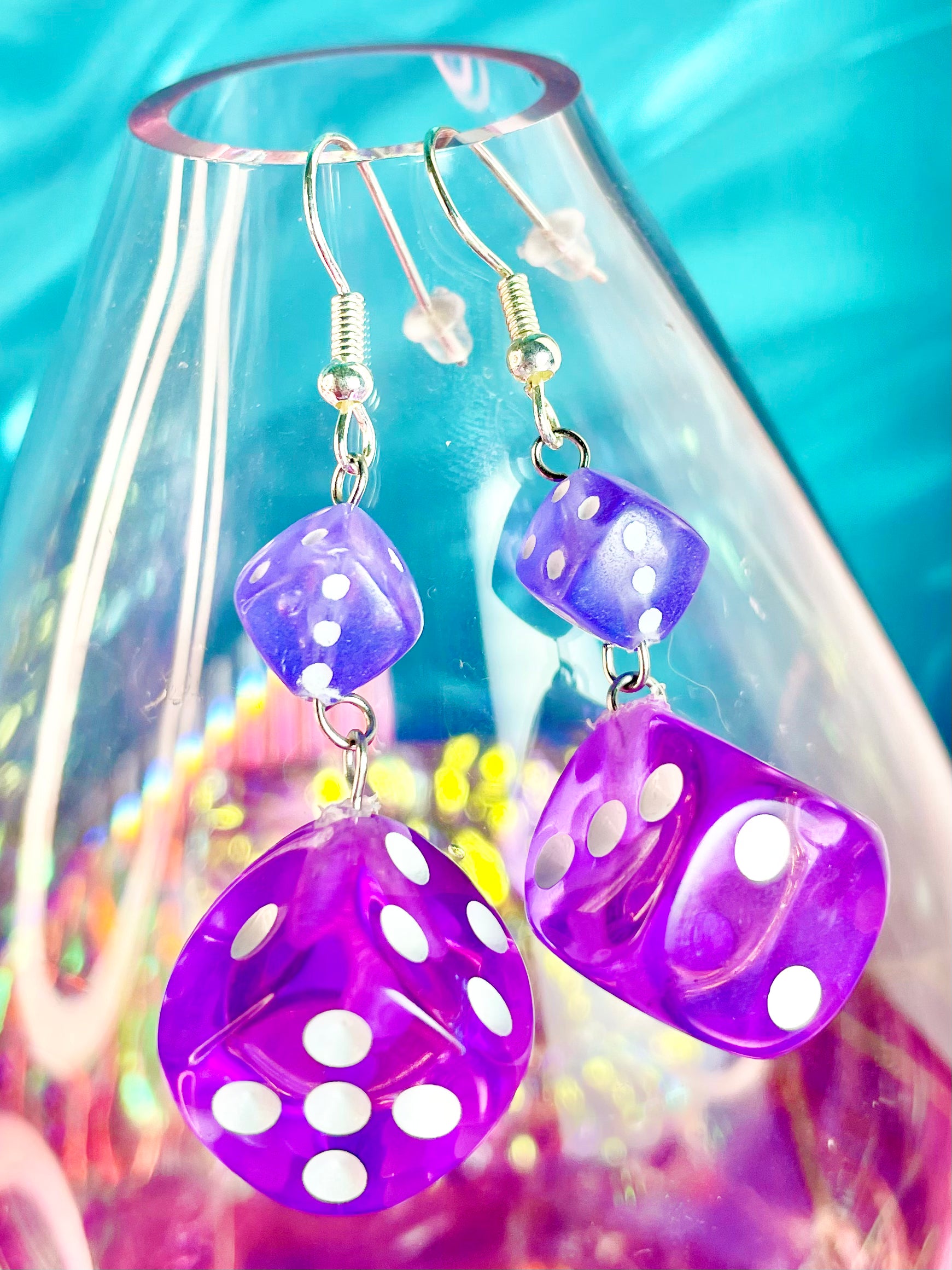 Purple Dice Earrings