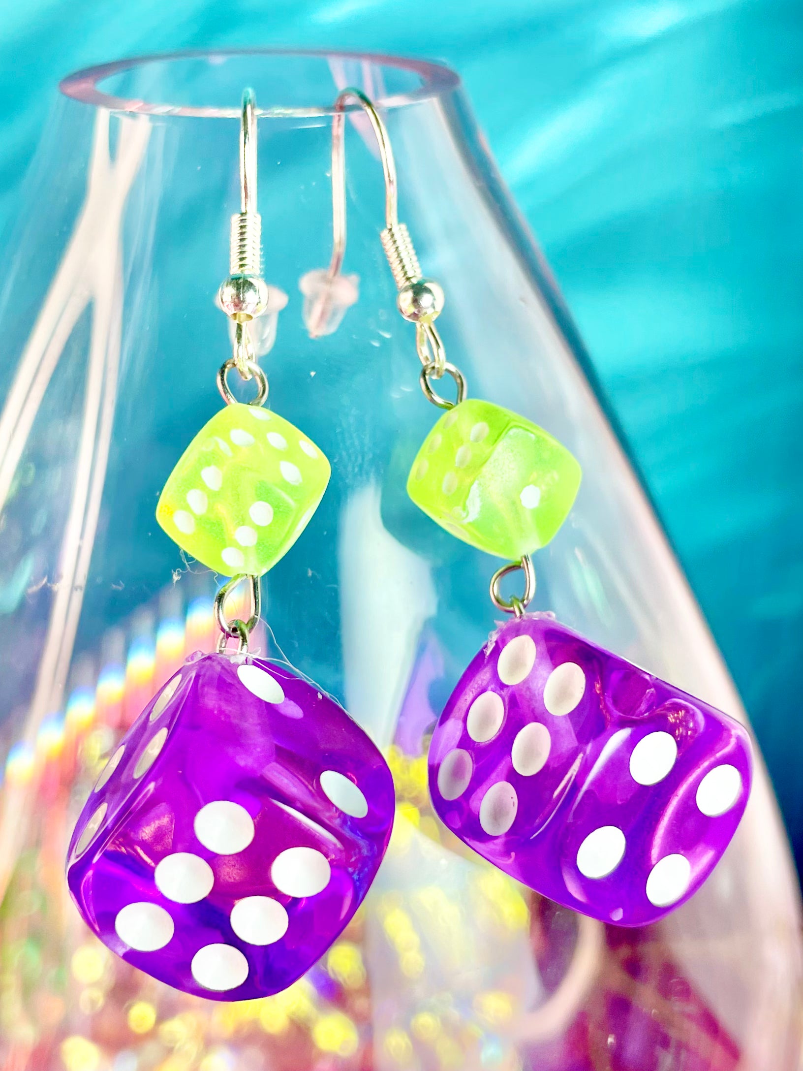 Purple Dice Earrings