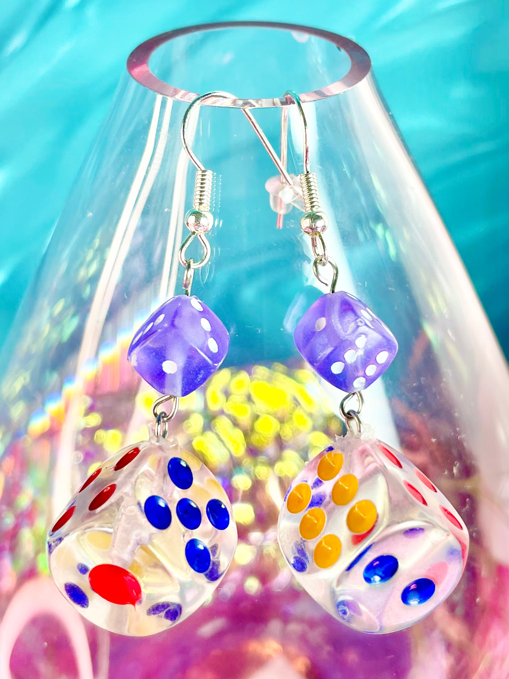 Clear Dice Earrings