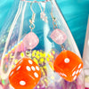 Orange Dice Earrings