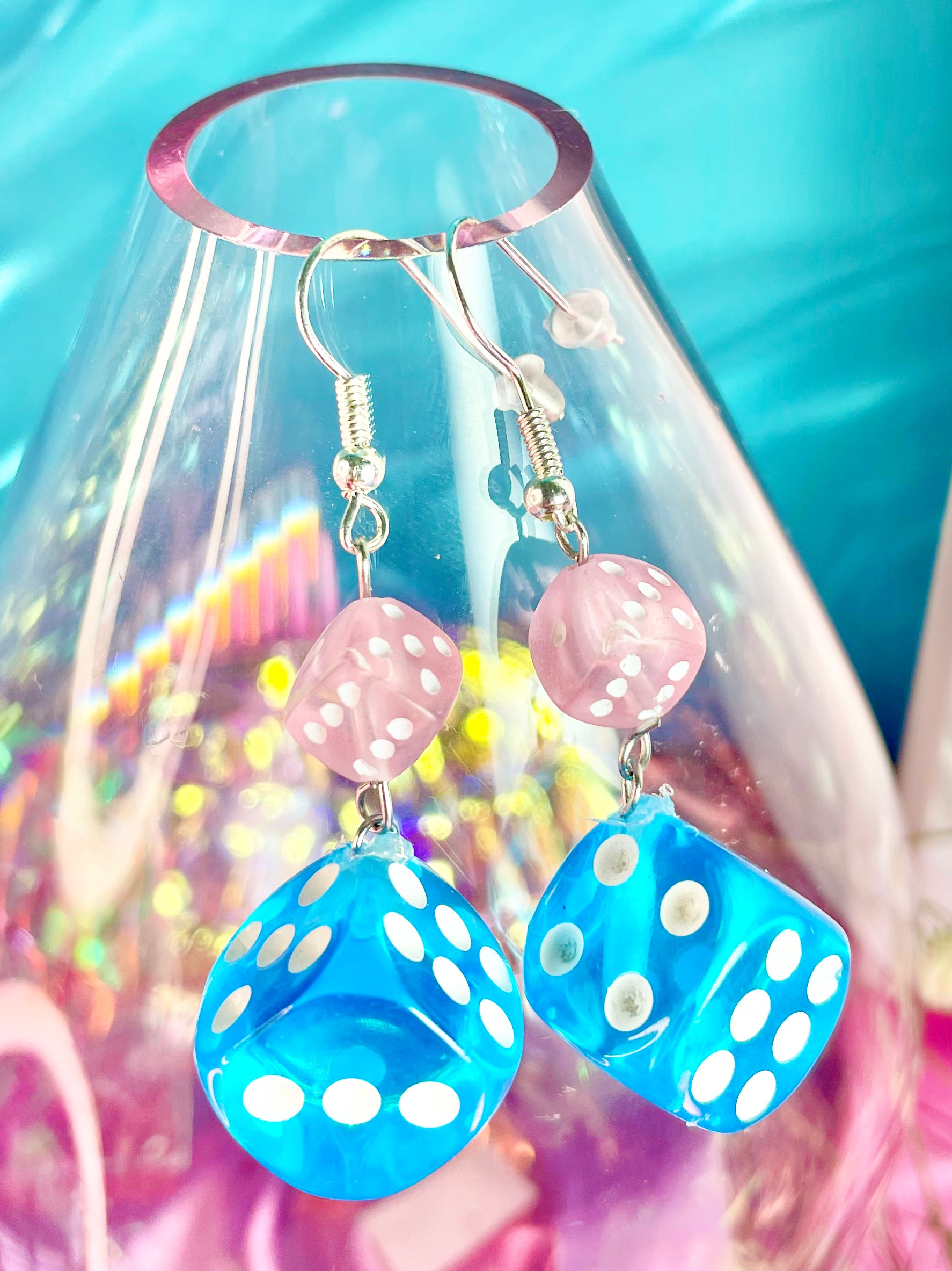 Blue Dice Earrings