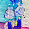 Blue Silk Pouch Tassel Earrings