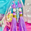 Purple Pan Chang Knot Mini Tassel Earrings