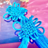 Blue Pan Chang Knot Tassel Earrings