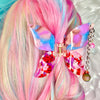 Pierced Beaded Pink & Blue Butterfly Clip