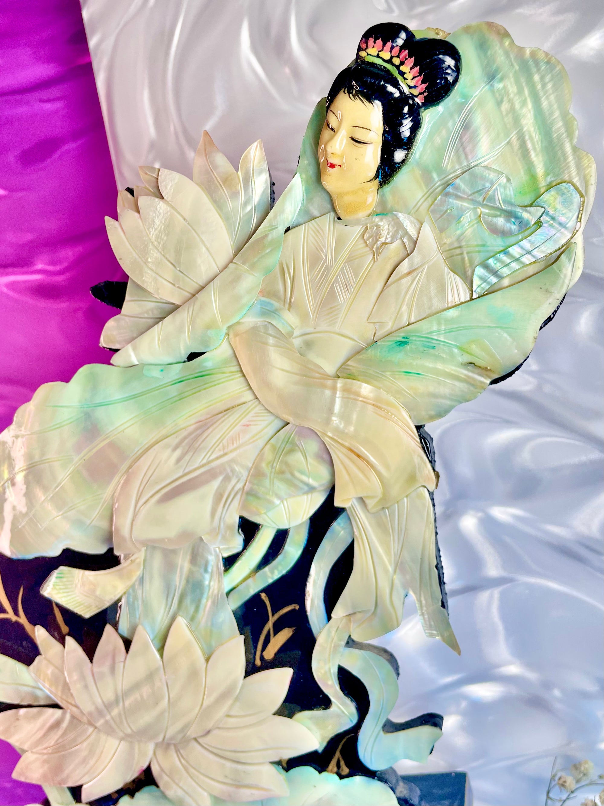 Mother of Pearl Chinese Maiden Sculpture