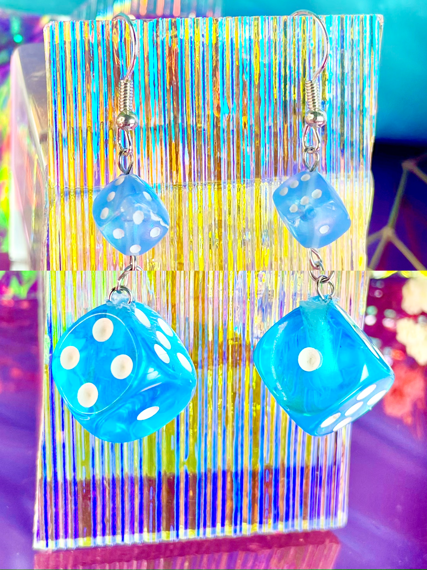 Blue Dice Earrings