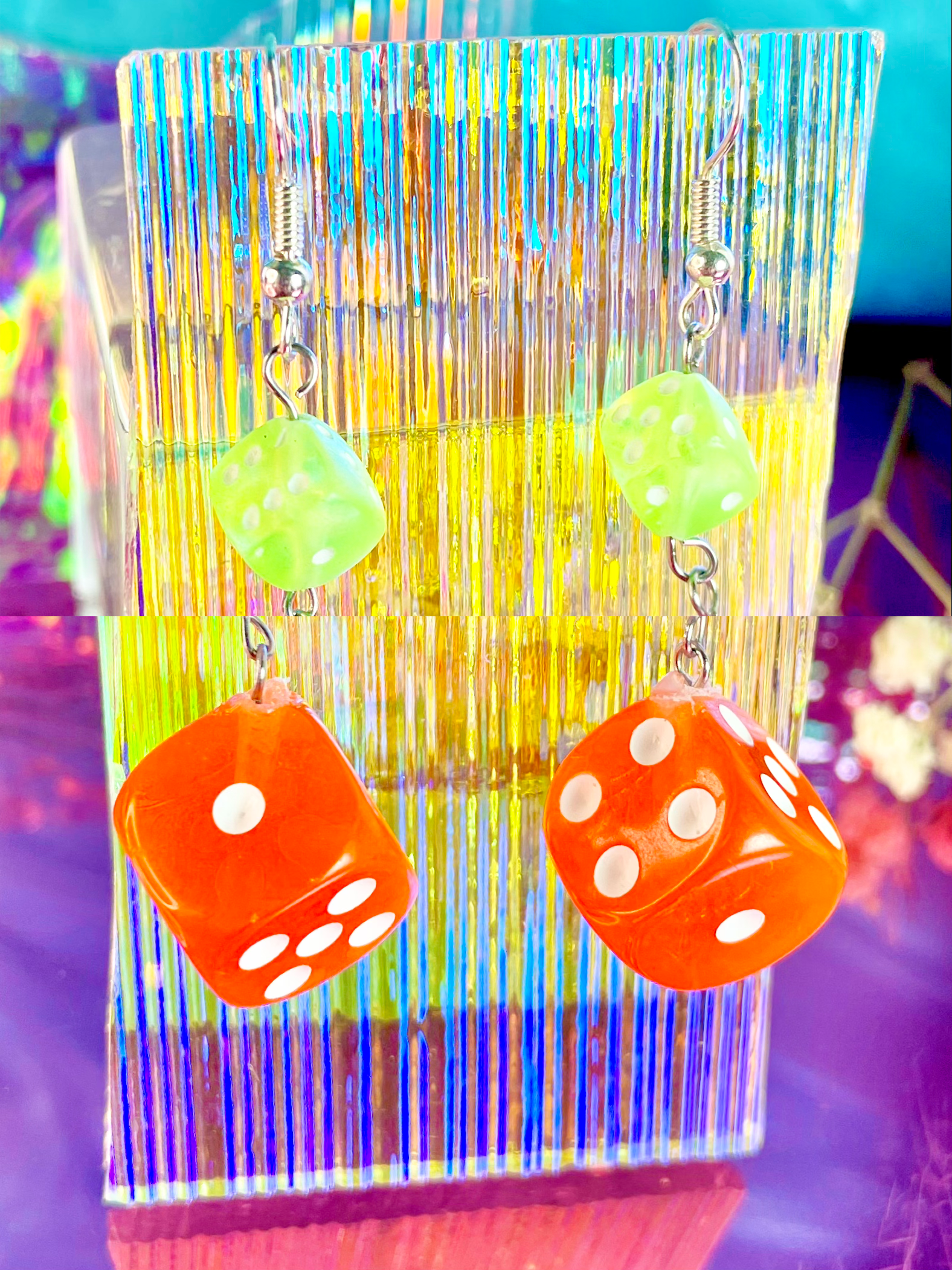 Orange Dice Earrings