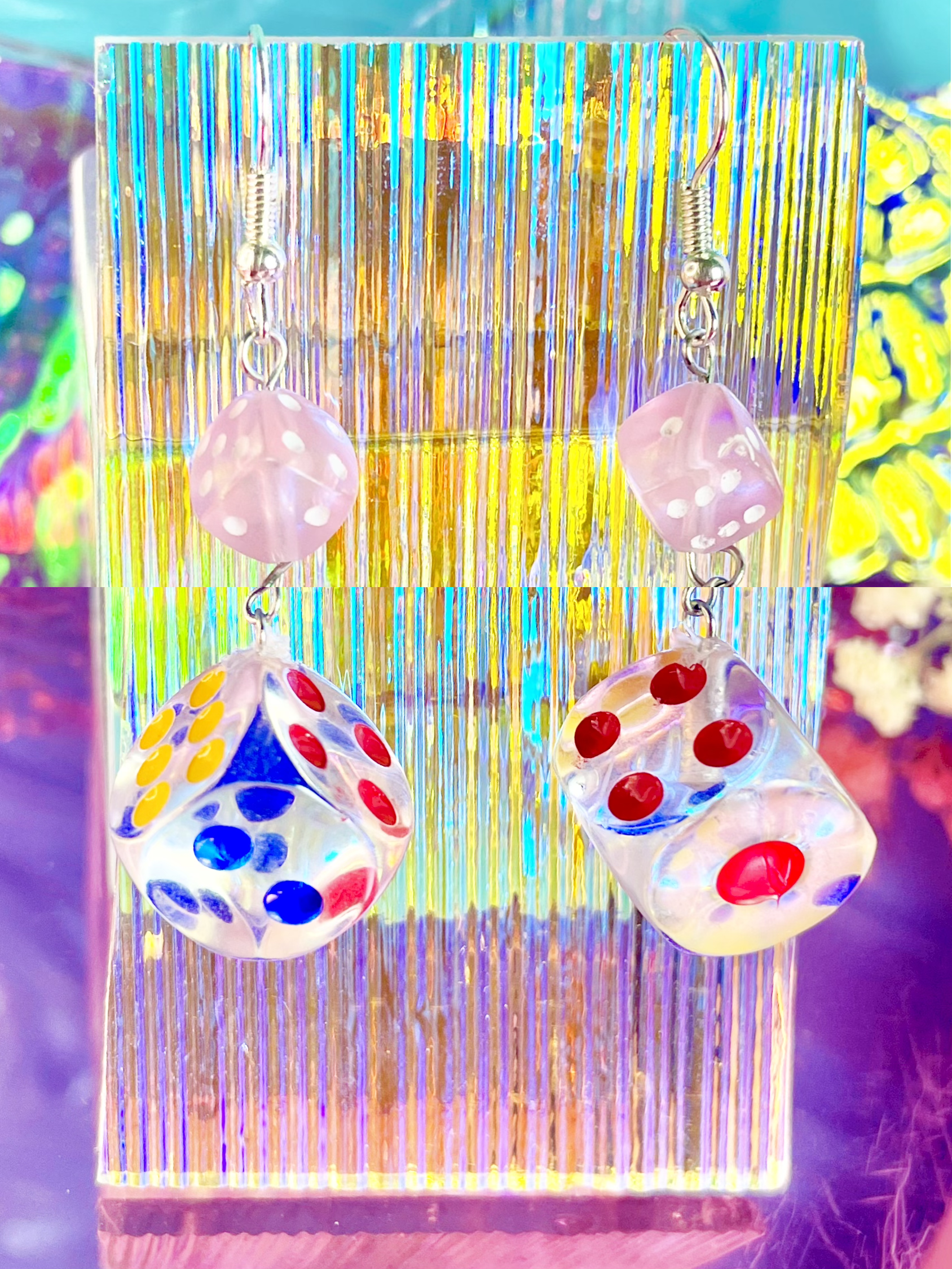 Clear Dice Earrings