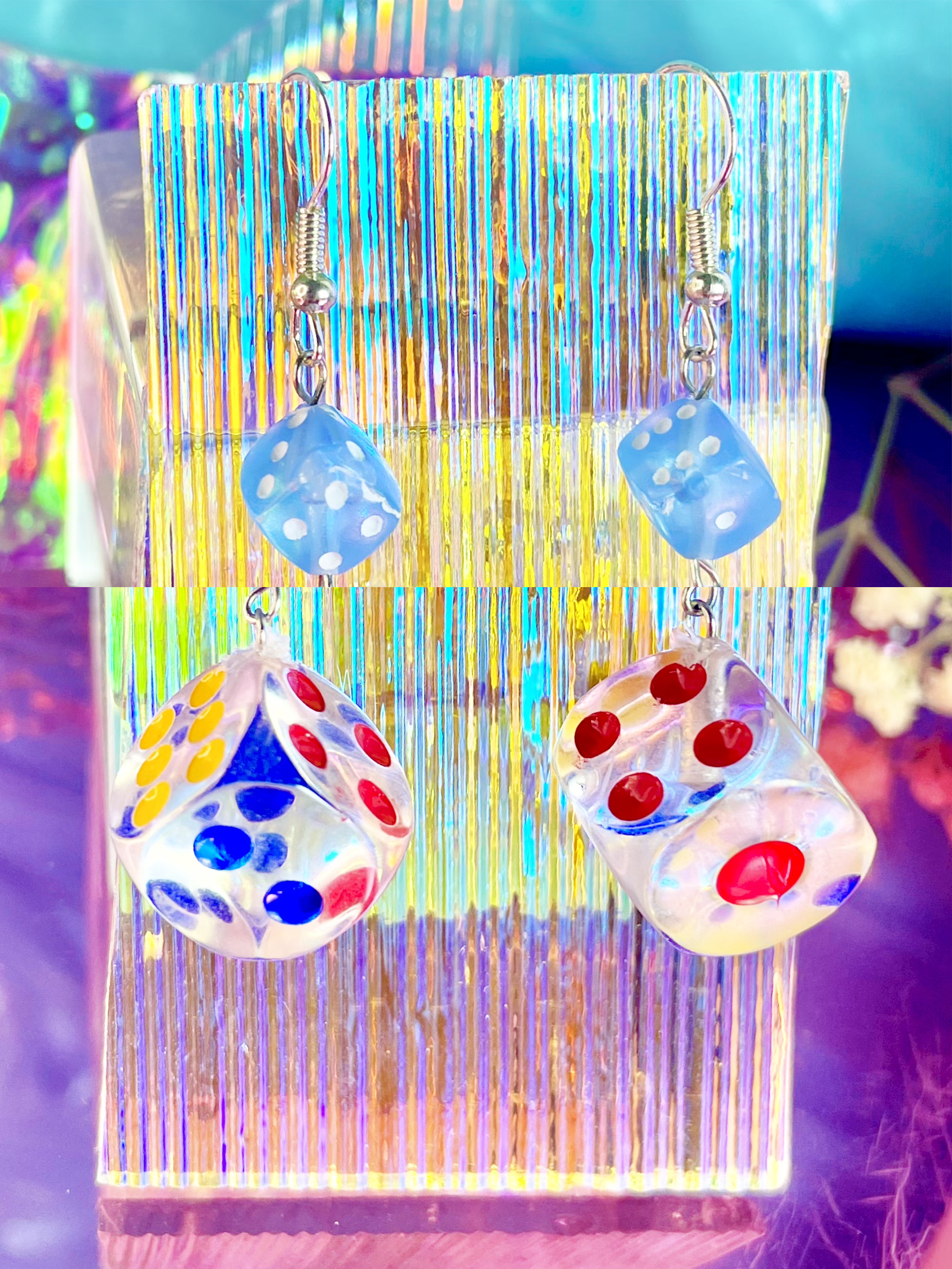 Clear Dice Earrings