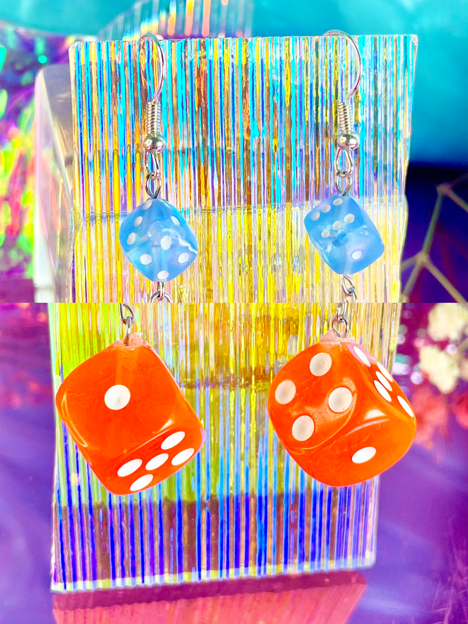 Orange Dice Earrings